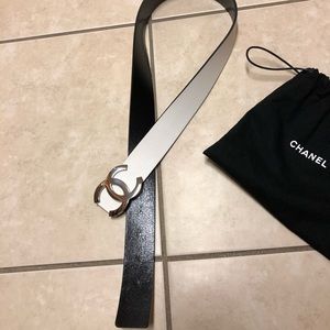 Chanel white/black reversible belt size75